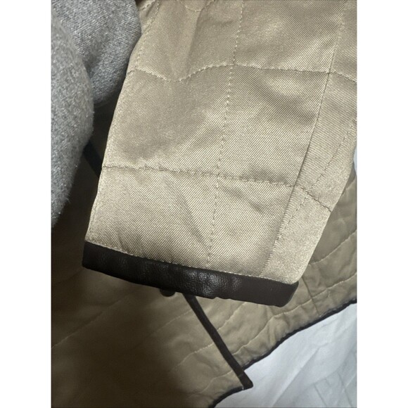 Pendleton Quilted Leather Trim Barn Riding Jacket Coat Beige Tan Zip Women Large - Picture 8 of 11